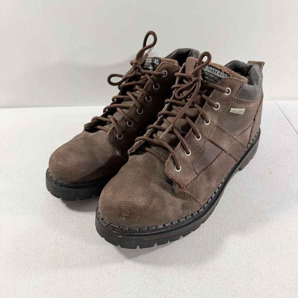 Vintage Skechers Y2K Chunky Mens Leather Work Boots Brown Size 13 Distressed